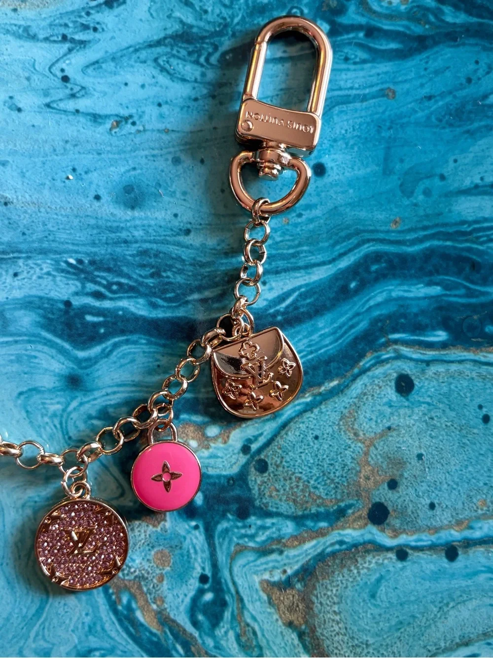 Louis Vuitton Rose Gold and Pink Charm Chain Accessory